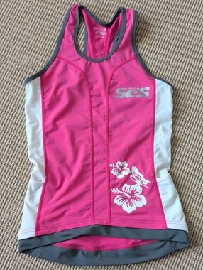 Women’s Pink Floral Racerback Swim/Tri Top